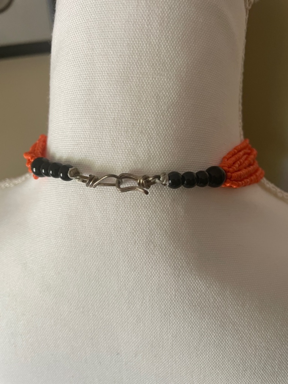 Boho Orange Beaded Fringe Statement Necklace - Picture 2 of 4